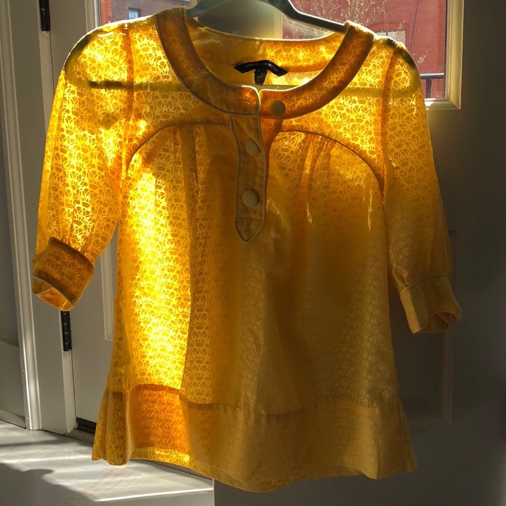 French Connection 4 mid length yellow top shirt